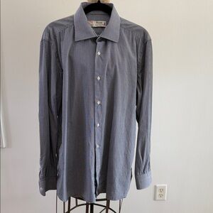 Bryon British Style Tailored Fit 16.5/42 Men's Black Checkered Dress Shirt